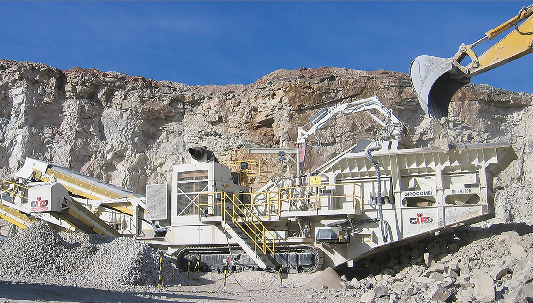 GIPOCOMBI Brechanlage im Steinbruch im Einsatz