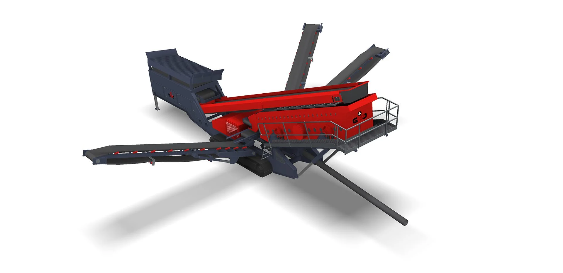 GIPORINSER mobile washing plant with three-deck screenbox and multiple conveyors in working position.