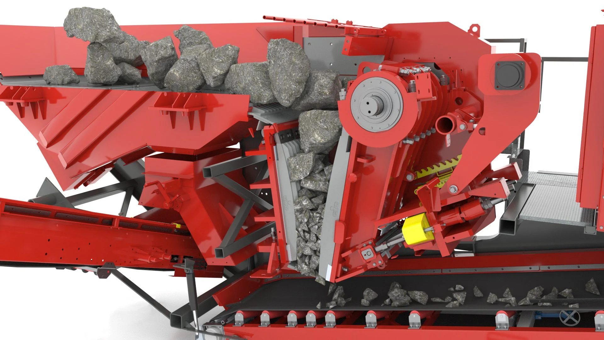 Unité de concasseur à mâchoires : angle de prise, mâchoires longues